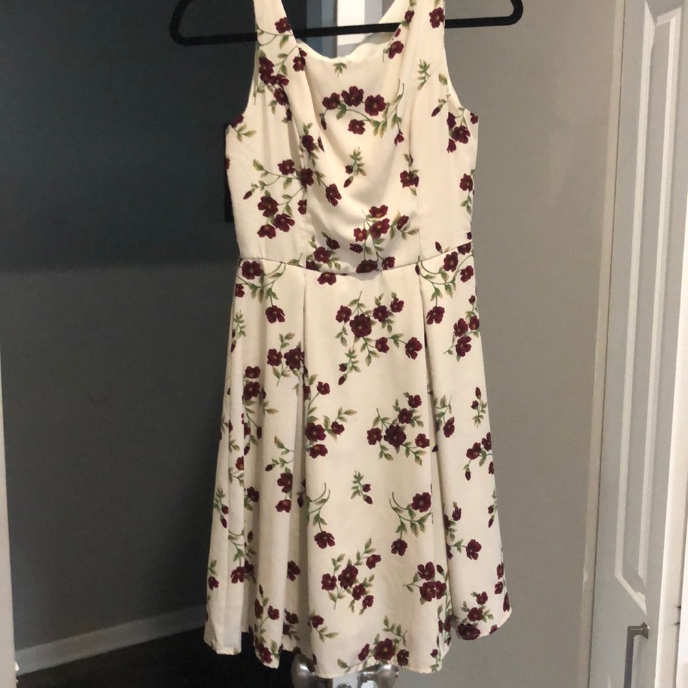 Off white dress with florals. Great material